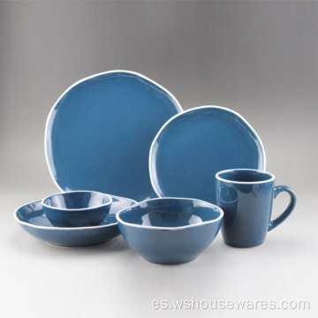 Stonware de porcelana Set de cena de esmalte irregular